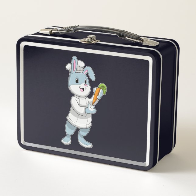Rabbit as Cook with Carrot Metal Lunch Box (Front)