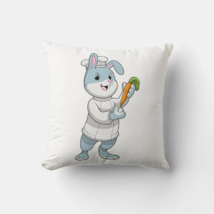 Rabbit as Cook with Carrot Throw Pillow