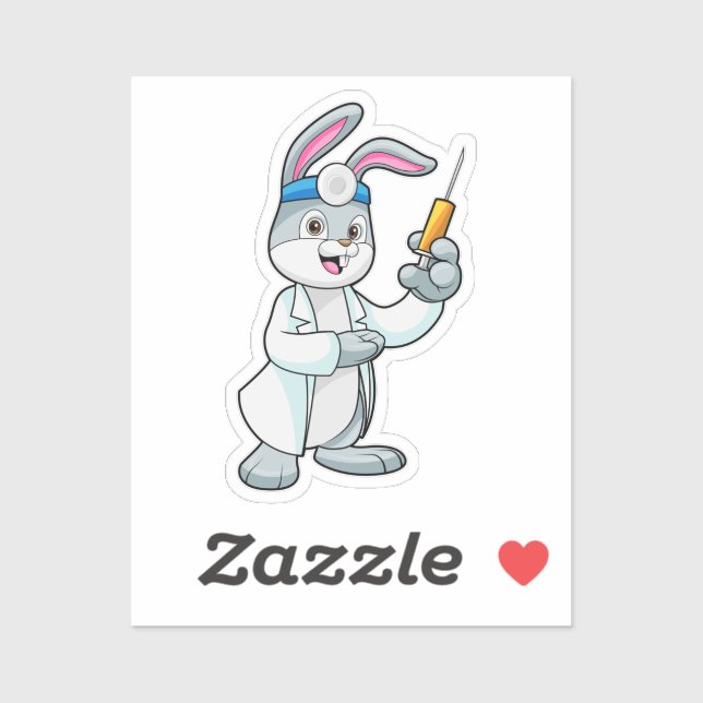 Rabbit as Doctor at Vaccination with Syringe (Sheet)