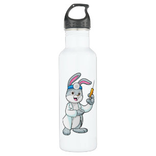 Rabbit as Doctor at Vaccination with Syringe 710 Ml Water Bottle