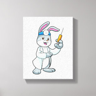 Rabbit as Doctor at Vaccination with Syringe Canvas Print