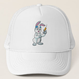 Rabbit as Doctor at Vaccination with Syringe Trucker Hat