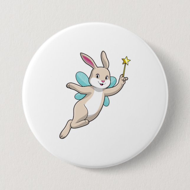 Rabbit as Fairy with Magic wand 3 Inch Round Button (Front)