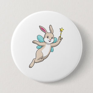 Rabbit as Fairy with Magic wand 3 Inch Round Button