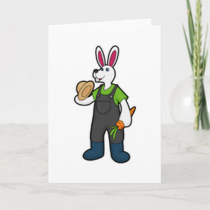 Rabbit as Farmer with Carrot & Hat Card