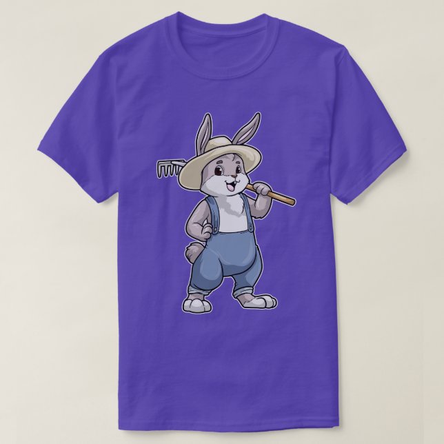 Rabbit as Farmer with Rake T-Shirt (Design Front)