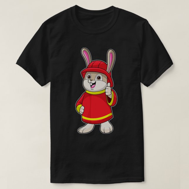 Rabbit as Firefighter with Helmet T-Shirt (Design Front)