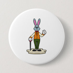 Rabbit as Gentleman with Cane 3 Inch Round Button