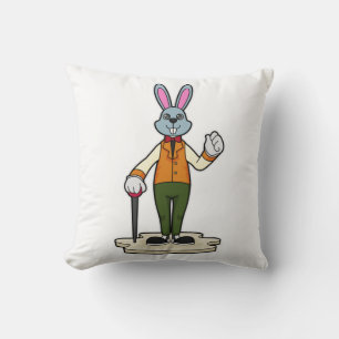 Rabbit as Gentleman with Cane Throw Pillow