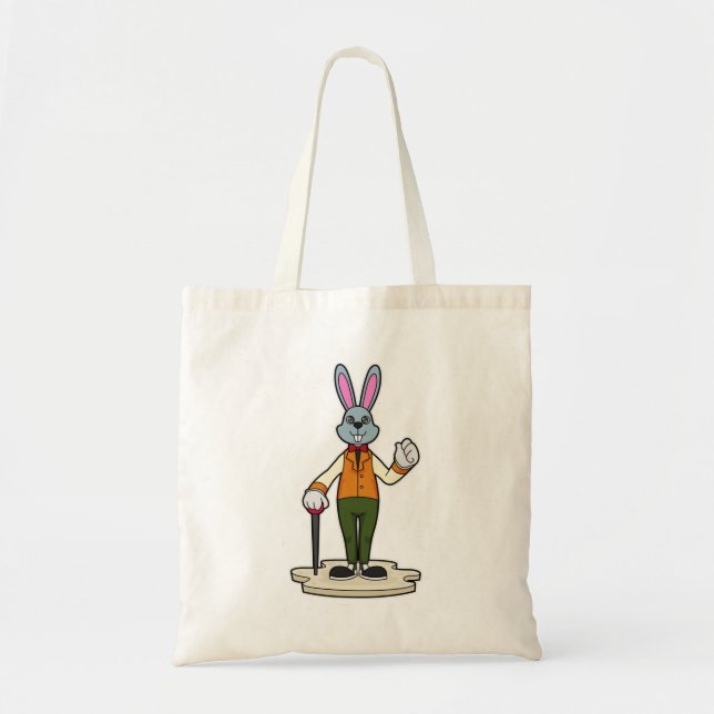 Rabbit as Gentleman with Cane Tote Bag (Front)