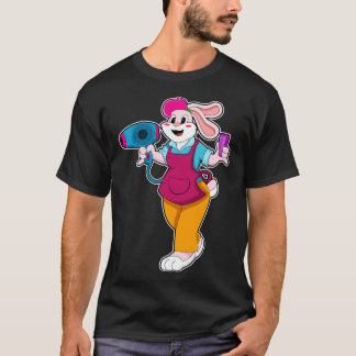 Rabbit as Hairdresser with Hair dryer Comb T-Shirt