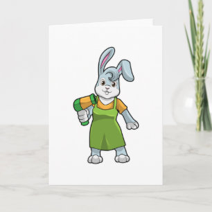 Rabbit as Hairdresser with Hairdryer Card