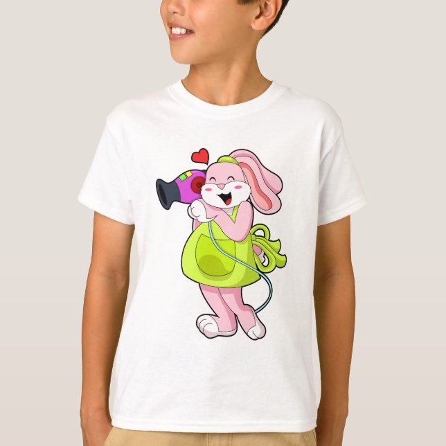 Rabbit as Hairdresser with Hairdryer T-Shirt (Front)