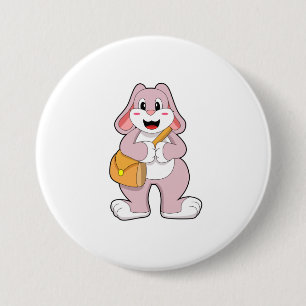 Rabbit as Hiker with Bag 3 Inch Round Button