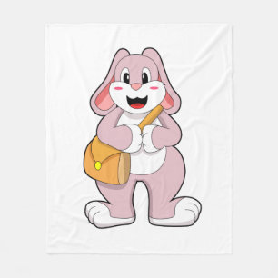 Rabbit as Hiker with Bag Fleece Blanket
