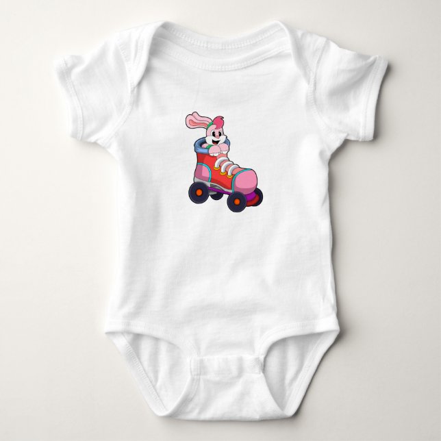Rabbit as Inline Skater with Inline Skates Baby Bodysuit (Front)