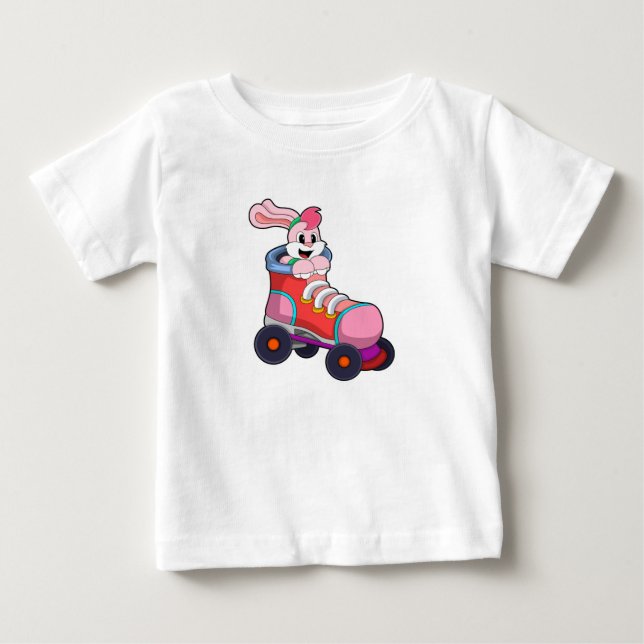 Rabbit as Inline Skater with Inline Skates Baby T-Shirt (Front)