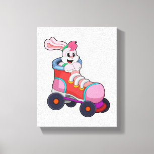 Rabbit as Inline Skater with Inline Skates Canvas Print