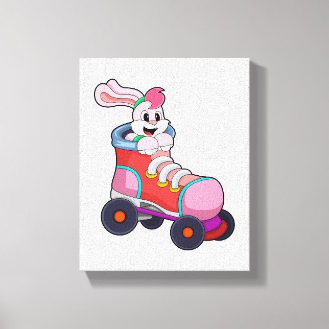 Rabbit as Inline Skater with Inline Skates Canvas Print (Front)