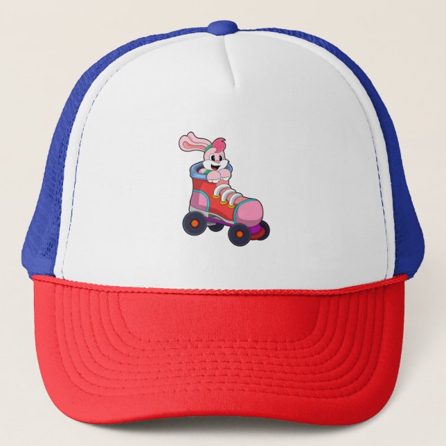 Rabbit as Inline Skater with Inline Skates Trucker Hat (Front)