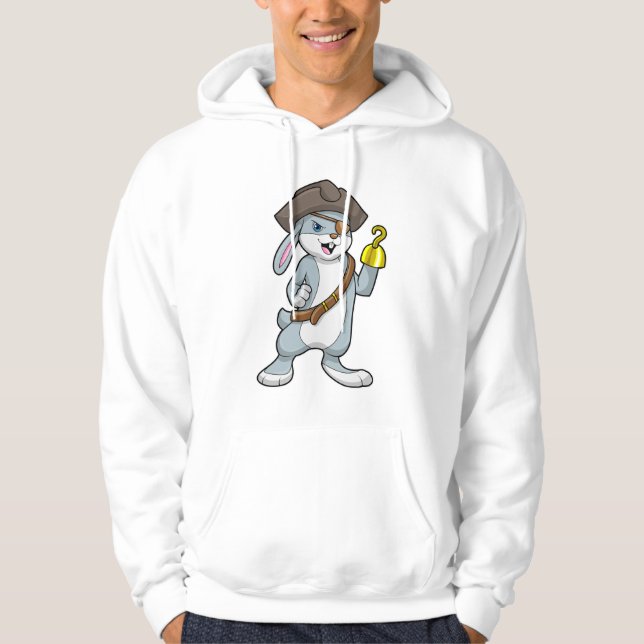Rabbit as Pirate with Hook hand & Pirate hat Hoodie (Front)