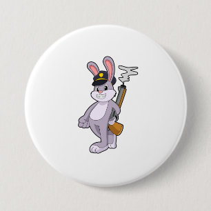 Rabbit as Police officer with Police hat 3 Inch Round Button