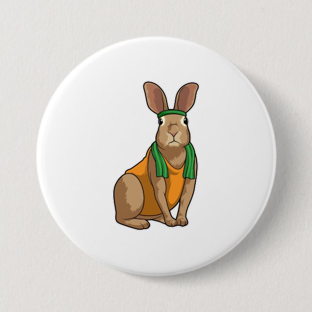 Rabbit as Runner with Towel 3 Inch Round Button (Front)