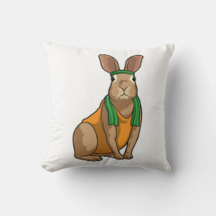Rabbit as Runner with Towel Throw Pillow
