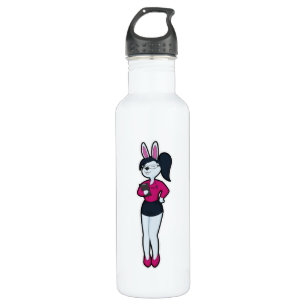 Rabbit as Secretary with Notepad & Glasses 710 Ml Water Bottle