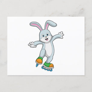 Rabbit as Skater with Inline skates Postcard
