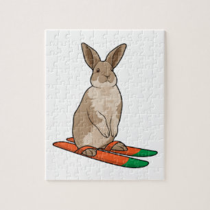 Rabbit as Skier with Ski Jigsaw Puzzle