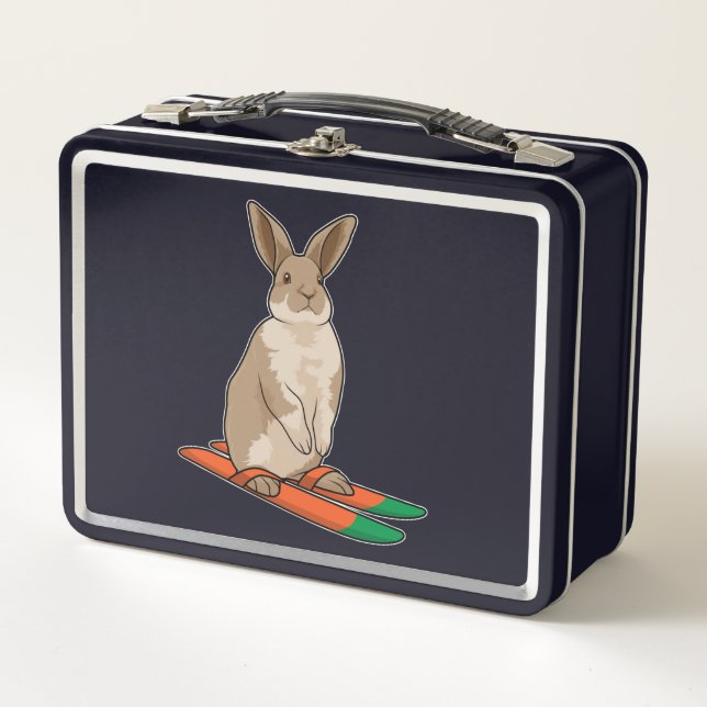 Rabbit as Skier with Ski Metal Lunch Box (Front)
