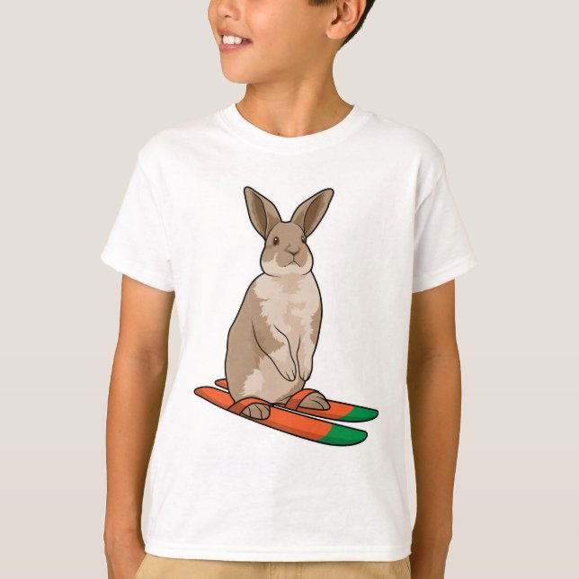 Rabbit as Skier with Ski T-Shirt (Front)