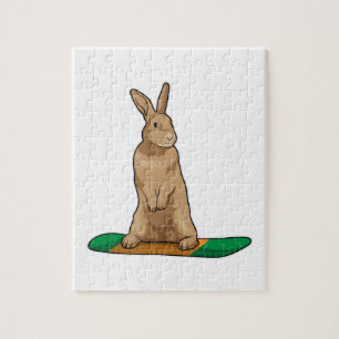 Rabbit as Snowboarder with Snowboard Jigsaw Puzzle