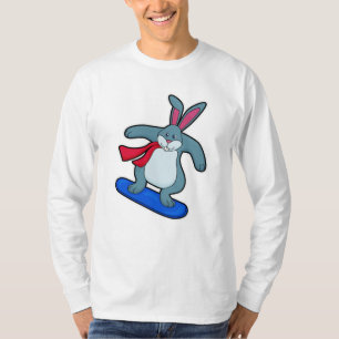 Rabbit as Snowboarder with Snowboard & Scarf T-Shirt