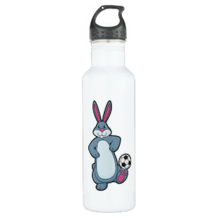 Rabbit as Soccer player with Soccer ball 710 Ml Water Bottle