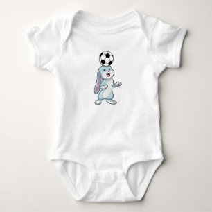 Rabbit as Soccer player with Soccer ball Baby Bodysuit