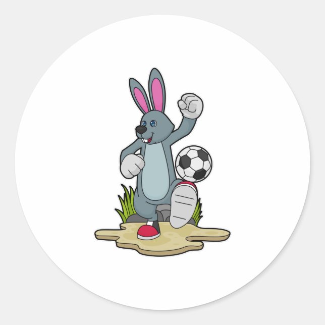 Rabbit as Soccer player with Soccer Classic Round Sticker (Front)