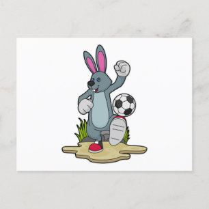 Rabbit as Soccer player with Soccer Postcard