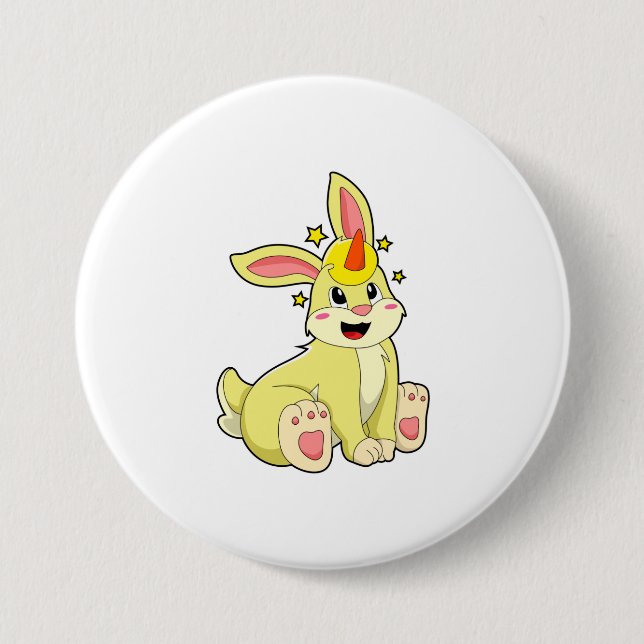 Rabbit as Unicorn 3 Inch Round Button (Front)