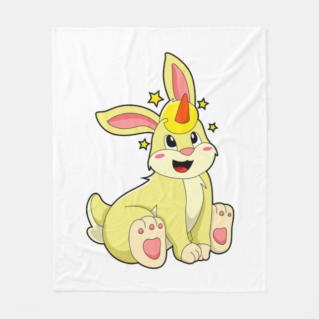 Rabbit as Unicorn Fleece Blanket (Front)
