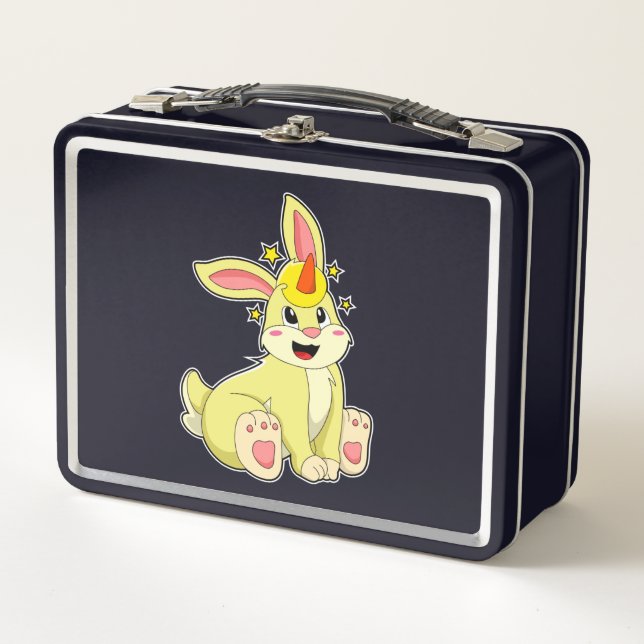 Rabbit as Unicorn Metal Lunch Box (Front)