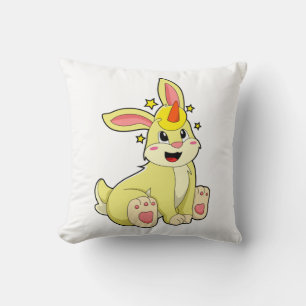 Rabbit as Unicorn Throw Pillow