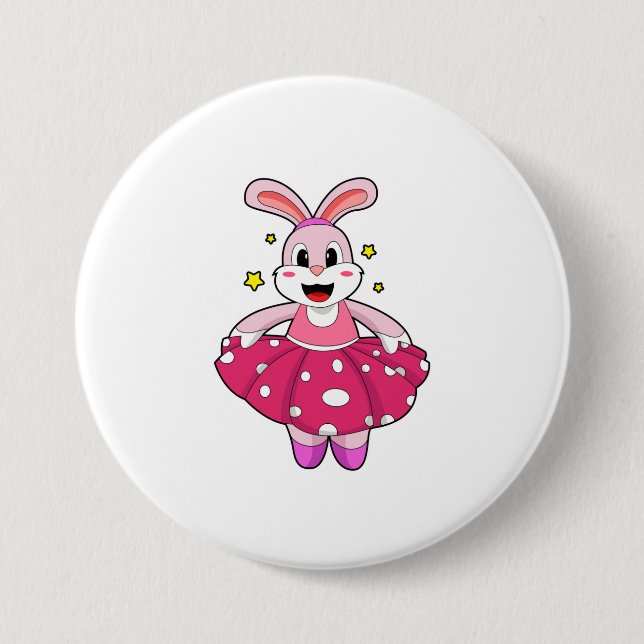 Rabbit at Ballet Dance 3 Inch Round Button (Front)