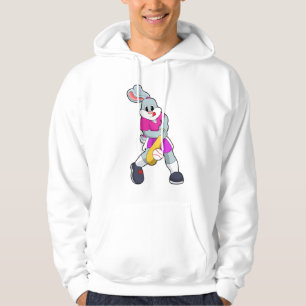 Rabbit at Baseball with Baseball bat Hoodie