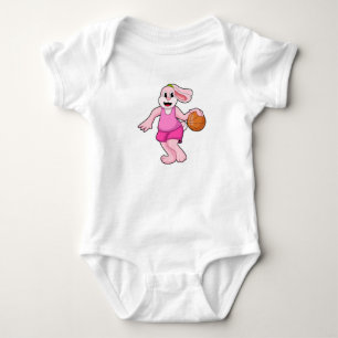 Rabbit at Basketball Sports Baby Bodysuit