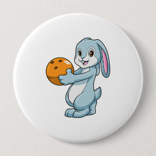 Rabbit at Bowling with Bowling ball 4 Inch Round Button