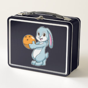 Rabbit at Bowling with Bowling ball Metal Lunch Box