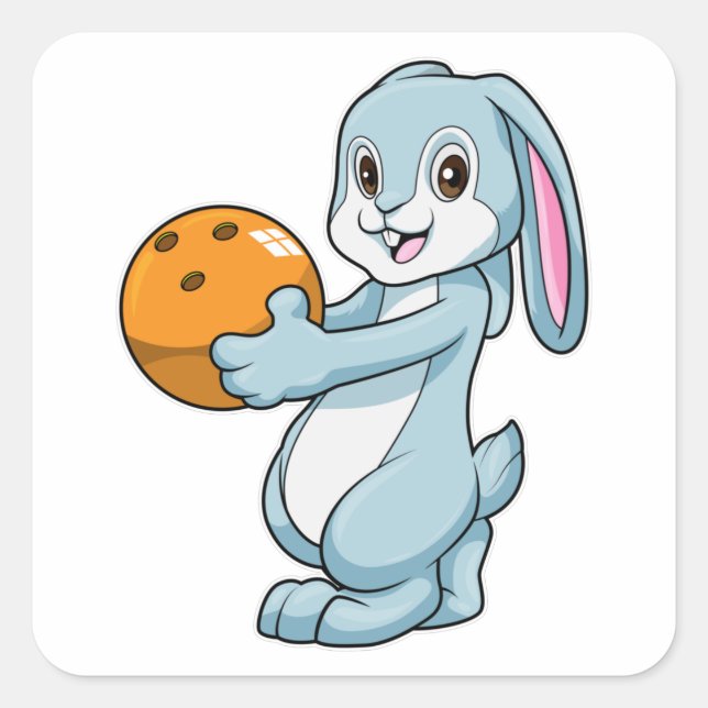Rabbit at Bowling with Bowling ball Square Sticker (Front)