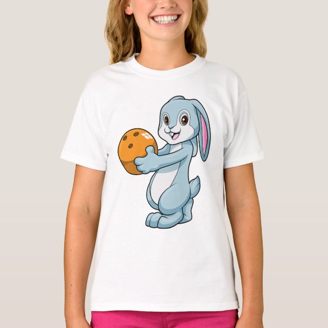 Rabbit at Bowling with Bowling ball T-Shirt (Front)
